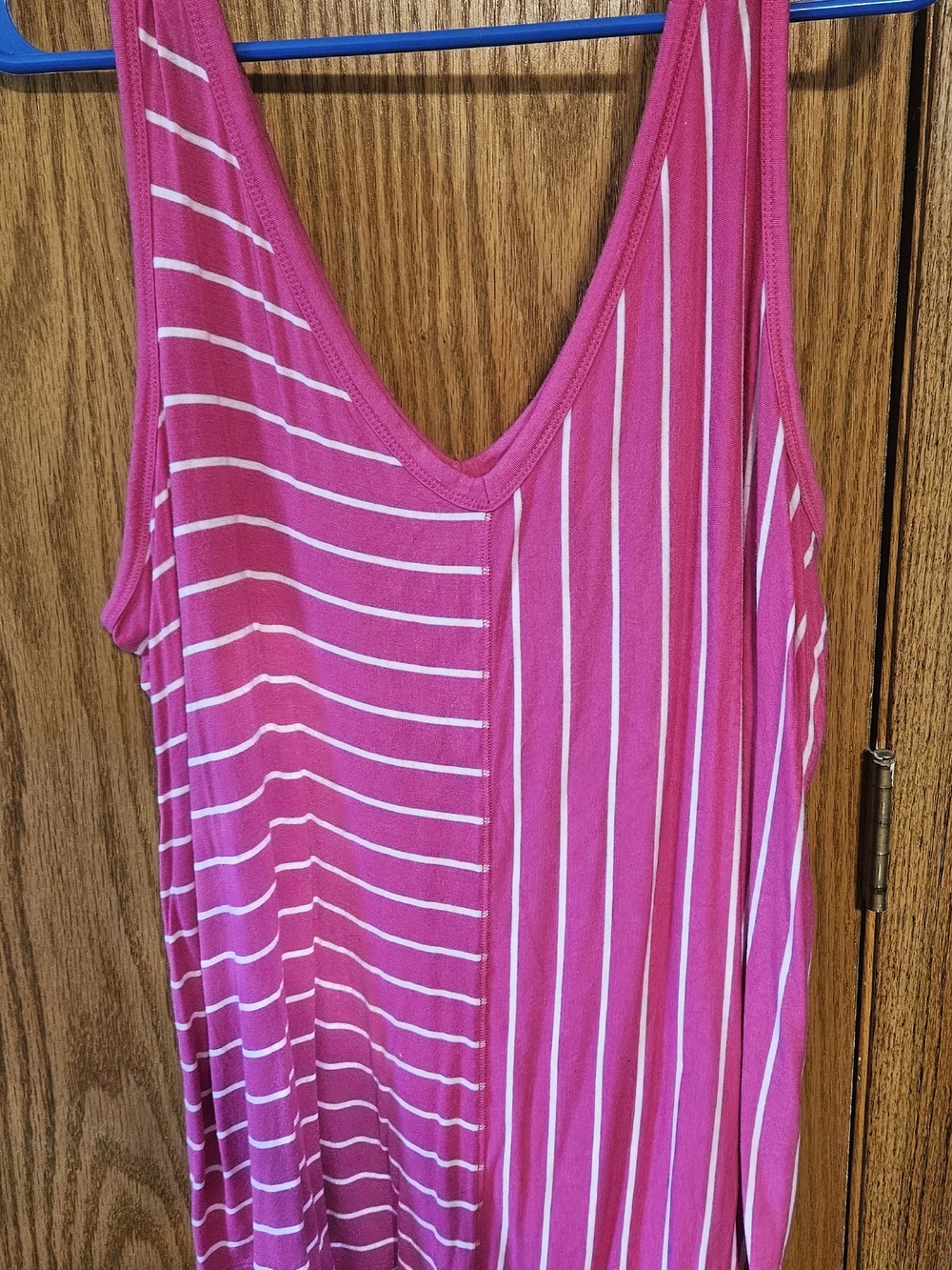 Maurices Hot Pink & White Striped V-Neck Tank